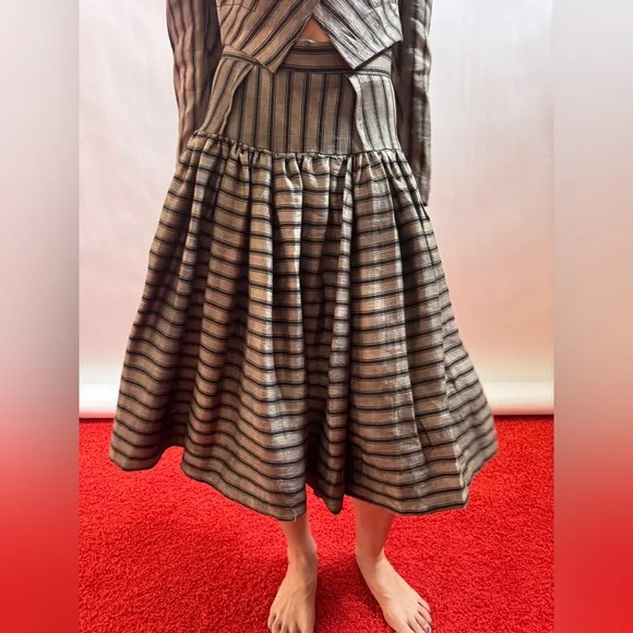 Vivienne Westwood Anglomania 2014 NWT STRIPE SET/LINEN SOFT CORSET+SKIRT IT42 - Picture 8 of 14